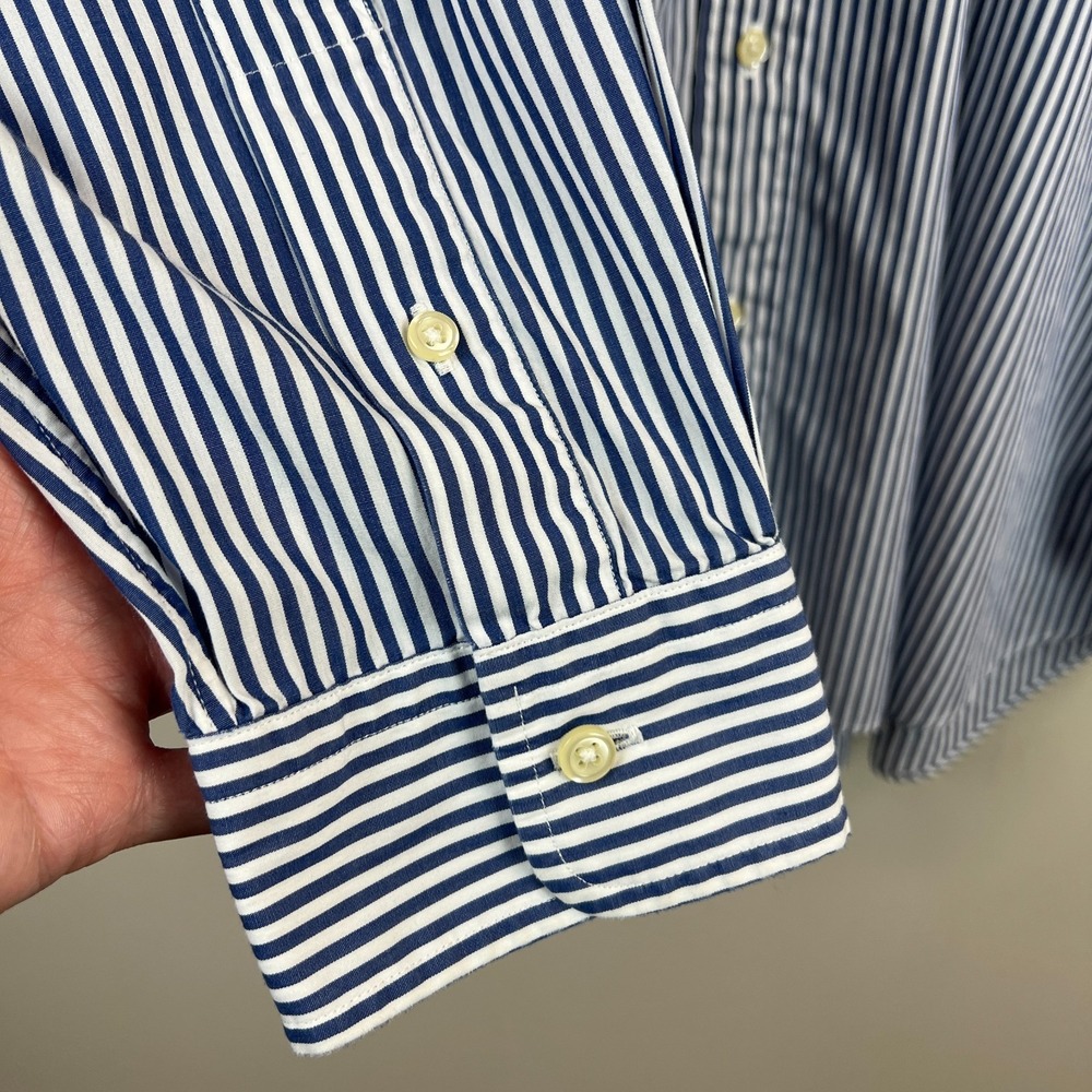Ralph Lauren Shirt Men 2XLT Blue Stripe Button Down Long Sleeve Pony Logo Preppy - Picture 6 of 11